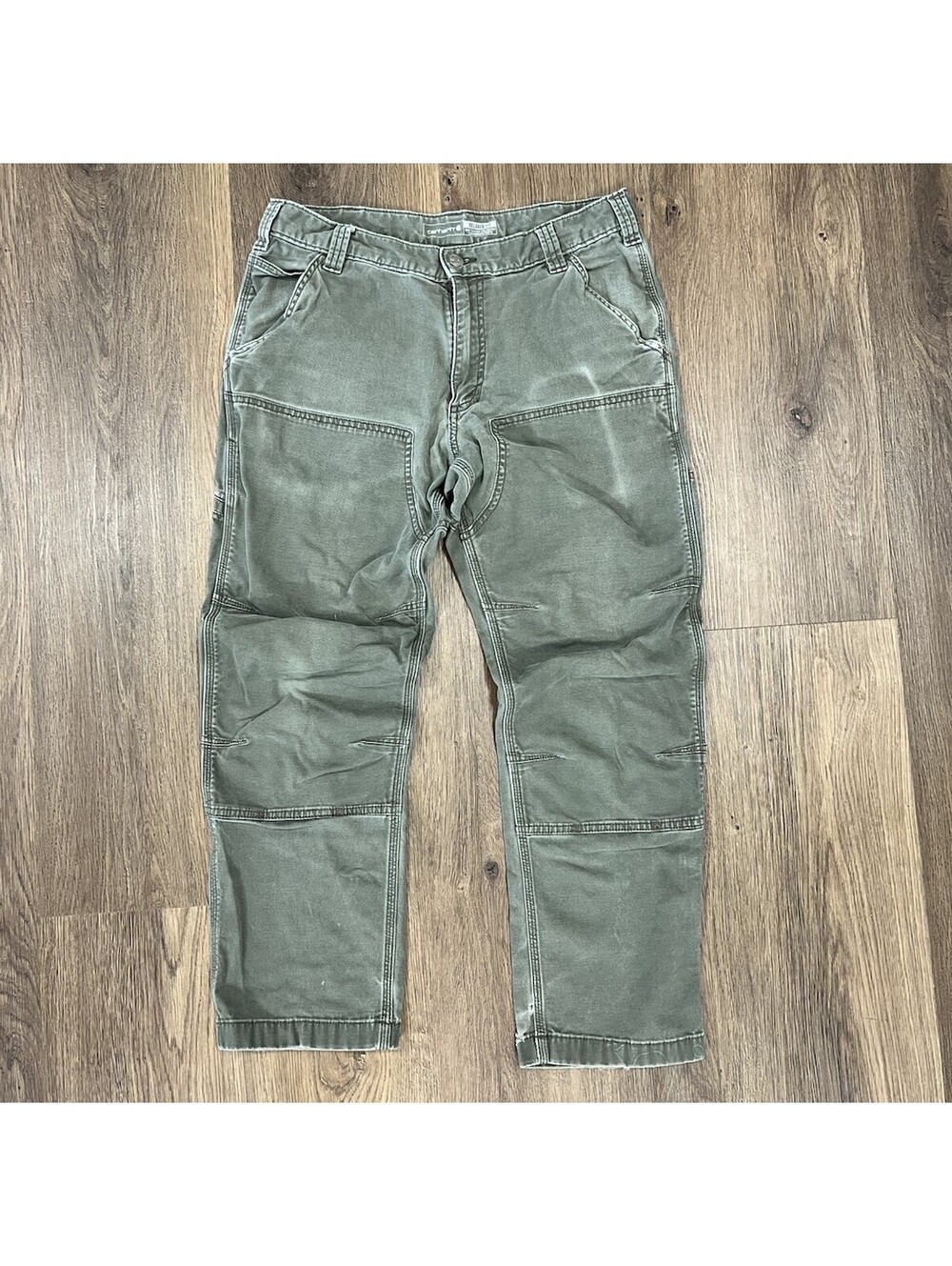 Carhartt Rugged Flex Double Front Work Pants Mens 33x30 Green Canvas BN2802-M